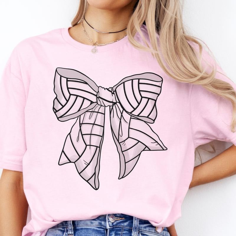 Volleyball Bow Tee Volleyball Bow Tshirt Coquette Volleyball T-Shirt Volleyball Sports Tee Girly Volleyball Tshirt Coquette Girly Volleyball Top Womens Volleyball Girl  Tees