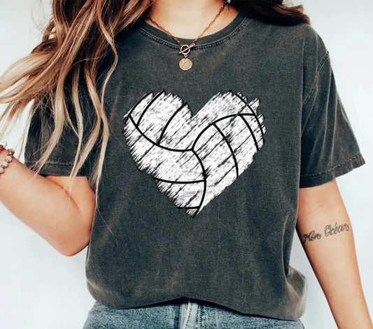 Volleyball Distressed Heart Shirt, Mothers Day T Shirt, Distressed Shirt, Volleyball Mom Tee, Volleyball Mama Gift, Unisex Short Sleeve Tee, Casual Clothing