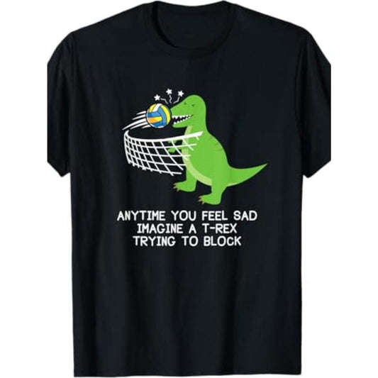 Volleyball T-Rex T-shirt, fun volleyball player shirt -220g100% cotton T-shirt made in usa