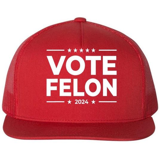 Vote Felon Trump 2024 Usa United States Stars Flat Bill Trucker Hat