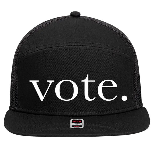 Vote Simple Logo USA Presidential Election United States 7 Panel Mesh Trucker Snapback Hat