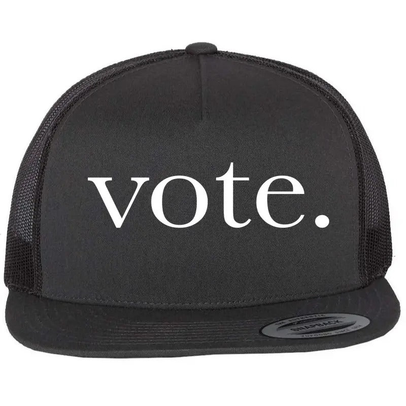 Vote Simple Logo USA United States of America Fight Flat Bill Trucker Hat