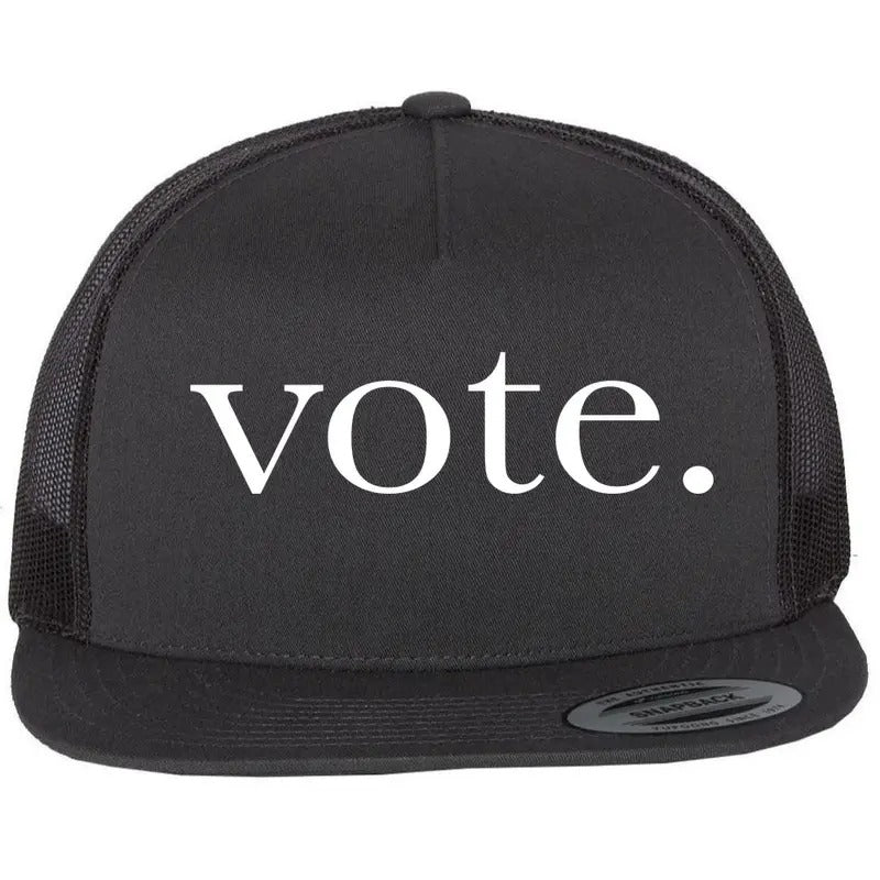 Vote Simple Logo USA United States of America Presidential Election Flat Bill Trucker Hat