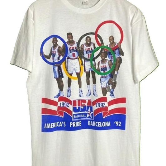 Vtg 1992 USA olympic basketball Dream Team tee shirt Unisex Vintage Tee Womenswear Tops, Fashion Cotton, Full Colors, Full Sizes, For Men, For Women