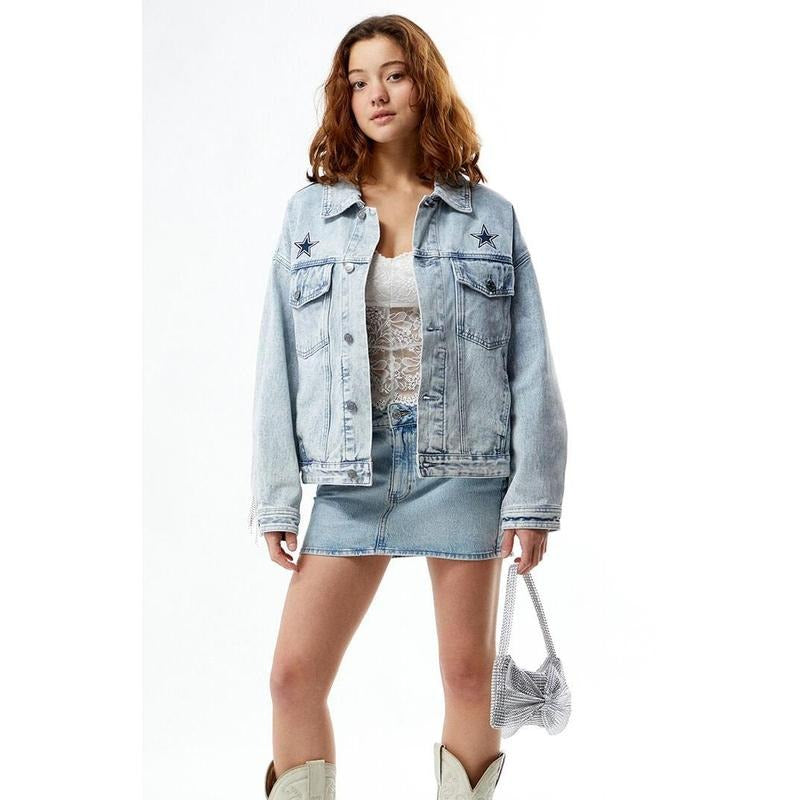 WILD COLLECTIVE Women's NFL Wild Collective x PacSun Dallas Cowboys Denim Jacket