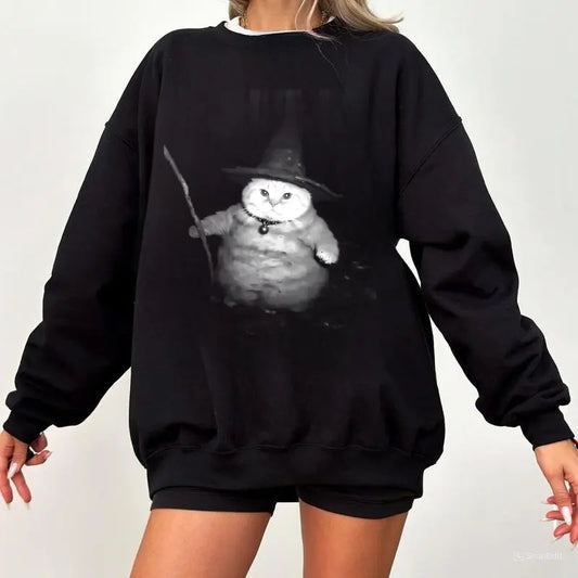 WIZARD CAT Sweatshirt, Cat T-Shirt, Meme Cringe Funny Dumb Shirts, Unisex Movie Shirt,  Menswear Womenswear Streetwear