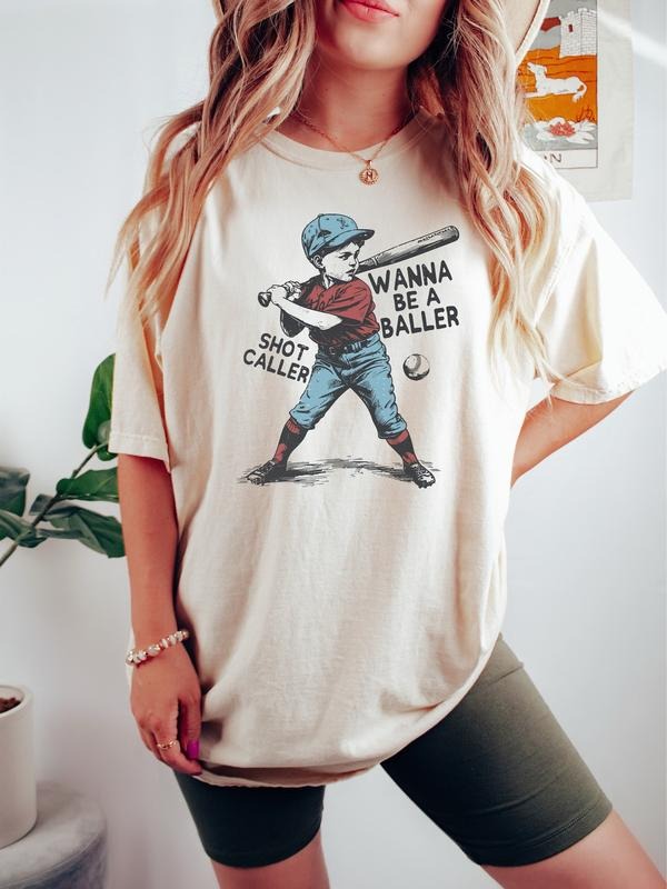 Wanna be a baller shot caller Tshirt, Retro baseball shirt, Baseball boy Shirt, Baseball Lover Gift, Game Day Shirt, Sport Top Womenswear Streetwear