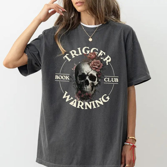 Warning Comfort Colors Shirt, Vintage Reading Unisex Graphic Tee, Book Lover Apparel Gift Shirt, Gothic Style Book Themed Clothing
