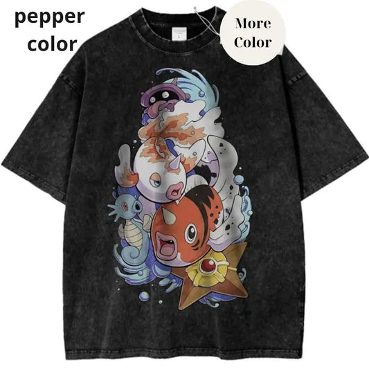 Water Class Graphic T-Shirt, Pokemon Shirt, PKM Shirt, Anime Shirt, Vintage T-Shirt Womenswear Cotton Top
