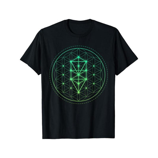 Watercolor Mandala Sacred Fractal Geometry Art T-Shirt, 100% Cotton Crew Neck Short Sleeve Tee, All-Season Knit Fabric, Medium Stretch, Regular Fit, Digital Direct Injection, Casual Daily Wear Made in USA