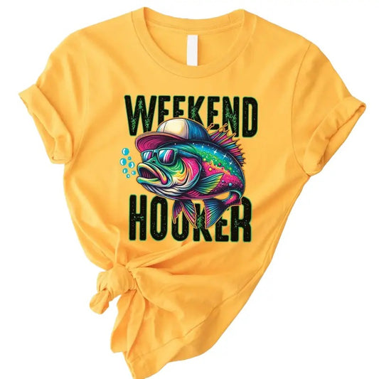Weekend Hooker Shirt, Fishing Shirt, Lake Vibes Shirt, Bass Fish, Dad Fishing Shirt, Fishing Outfit, Camping Shirt, Outdoor Tee, Unisex T-Shirt, Gifts For Friends Besties, Short Sleeve Tee Shirt, Gifts For Birthday