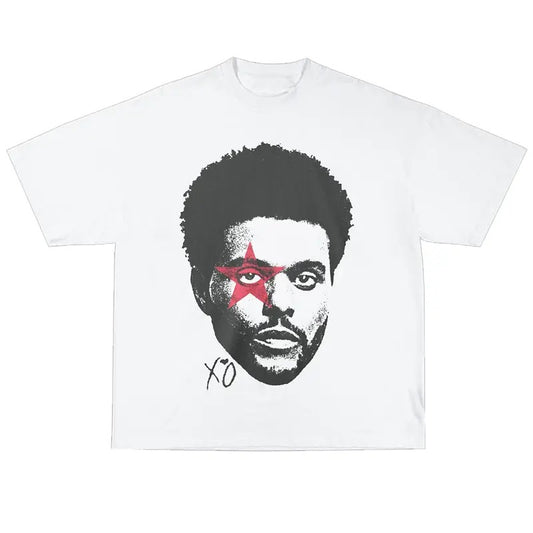 Weeknd Big Head T-Shirt Vintage Rapper Graphic Tee Rap Hip Hop Y2k Merch Men Women Fans Menswear