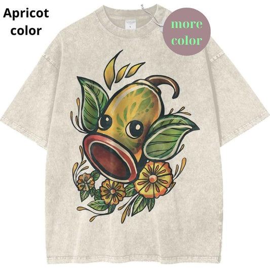 Weepinbell Graphic T-Shirt, Pokemon Shirt, PKM Shirt, Anime Shirt, Vintage Tee Cotton Womenswear Top