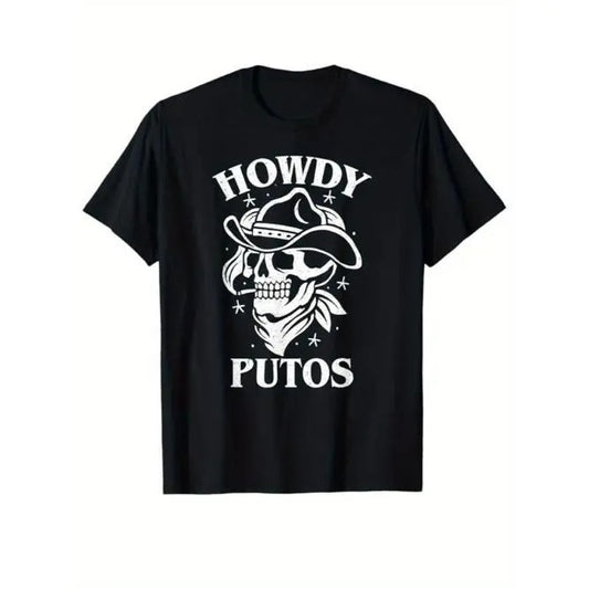 Western Cowboy Print Crew Neck Short Sleeve T-shirt - Men's Casual Cotton Top for Outdoor Activities with Classic Print Design Made in USAstyle{n002}2