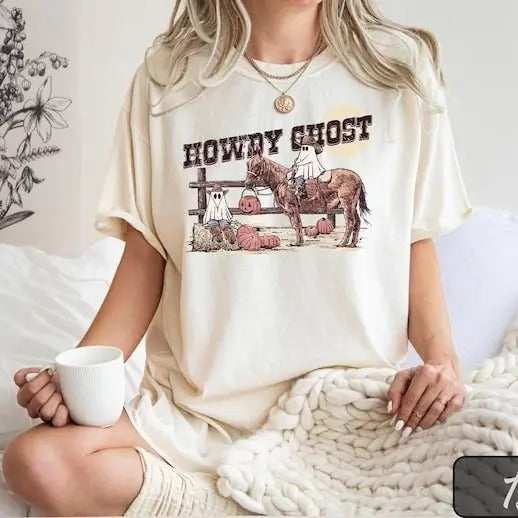 Western Halloween Shirt,Halloween Cowboy Ghost Shirt,Country Western Fall Shirt,Howdy Ghost Shirt,Cute Spooky Shirt,Fall Tee