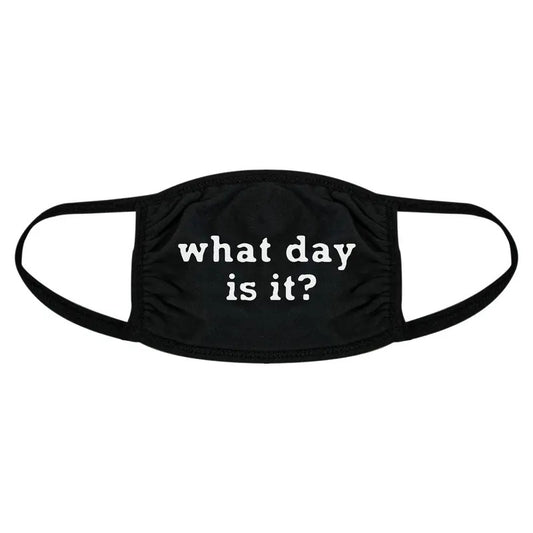 What Day Is It Face Mask Funny Social Distancing Novelty Nose And Mouth Covering Funny Masks for Adults Funny Introvert  Novelty Masks for Adults Black
