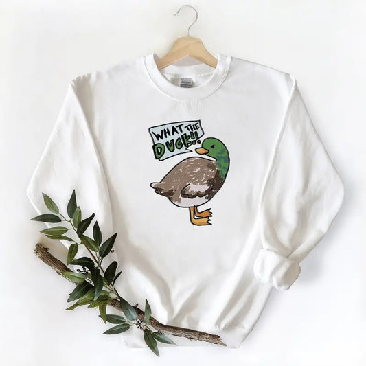 What the Duck Vintage Mallard Duck Unisex T-shirt Graphic Wild Duck Sweatshirt Hoodie, for duck hunters, husbands Hunting Season Cotton Womenswear
