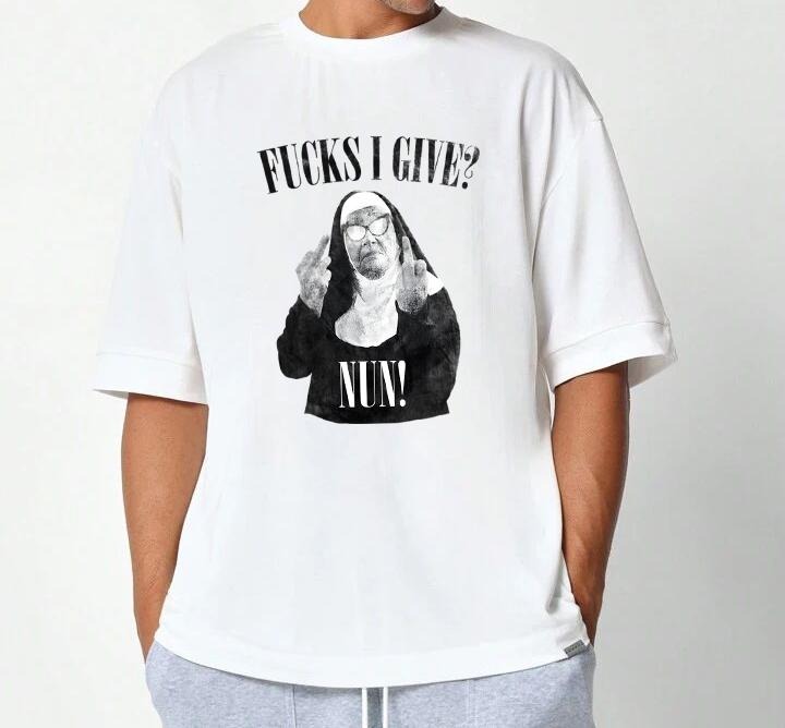 What the fuck do I care Nun T-Shirt Cotton with Graphic Print Comfy T-Shirt for Nature Lovers Cotton Comfort Unisex Graphic Design