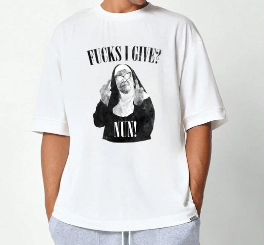 What the fuck do I care Nun T-Shirt Cotton with Graphic Print Comfy T-Shirt for Nature Lovers Cotton Comfort Unisex Graphic Design