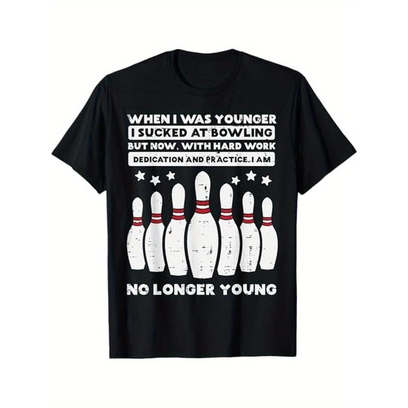 When I Was Younger Bowling Funny Humor Bowler Men Women T-Shirt Men's casual T-shirt 100% cotton, men's gift, Dad, husband, Grandpa, S-XXXL, black made in usa