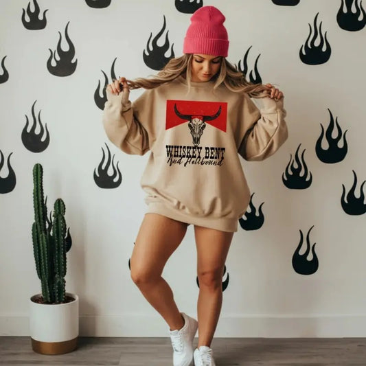 Whiskey Bent Crewneck sweatshirt, graphic tees women, western outfits women, western tops clothing, rodeo cowgirl outfits women, country concert outfits, shirt, sweatshirt, hoodie