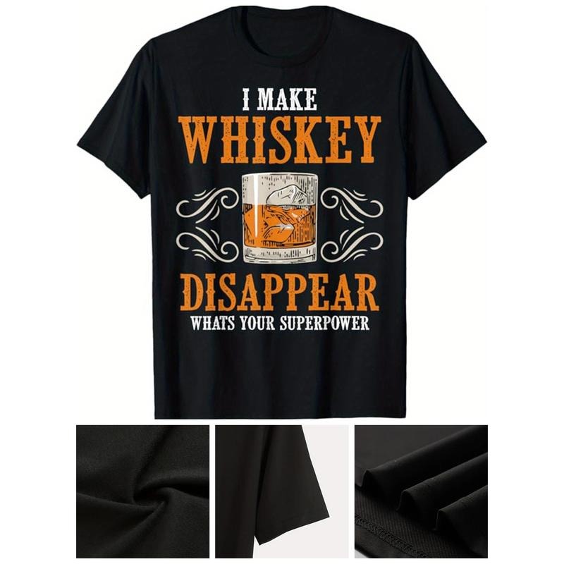 Whiskey Drinking Printed Men's Cotton Graphic T-shirt, Casual Short Sleeve Crew Neck T-shirt, Men's Tee For Outdoor made in usastyle{n002}3