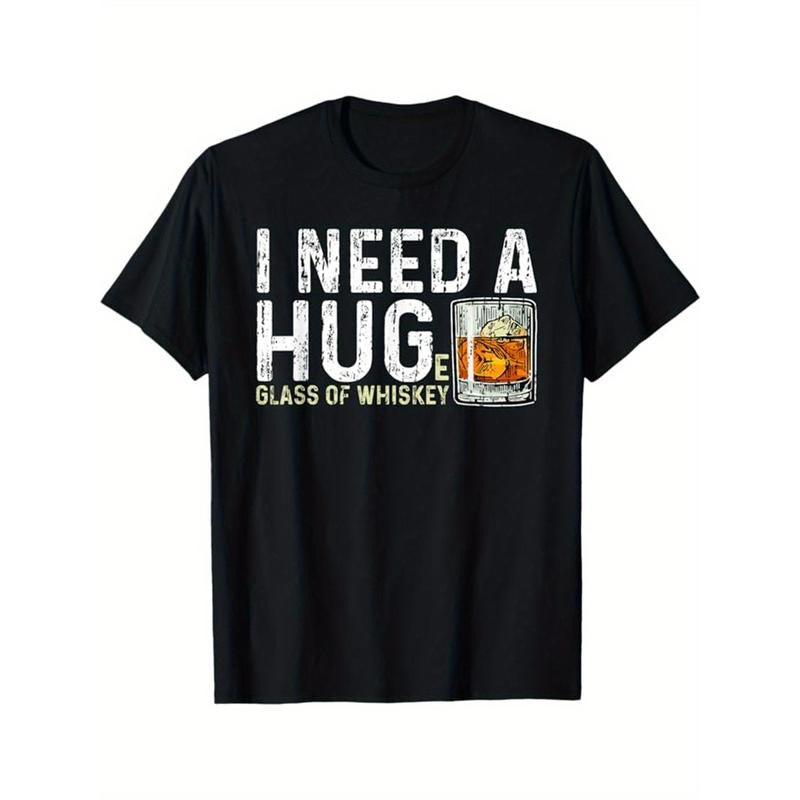 Whiskey Drinking Printed Men's Cotton Graphic T-shirt, Casual Short Sleeve Crew Neck T-shirt, Men's Tee For Outdoor made in usastyle{n002}5