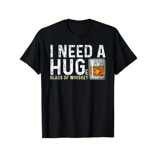 Whiskey Drinking Printed Men's Cotton Graphic T-shirt, Casual Short Sleeve Crew Neck T-shirt, Men's Tee For Outdoor made in usastyle{n002}5