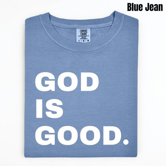 *** White Stacked God is Good Comfort Colors T-Shirt (Youth) 'NLB'