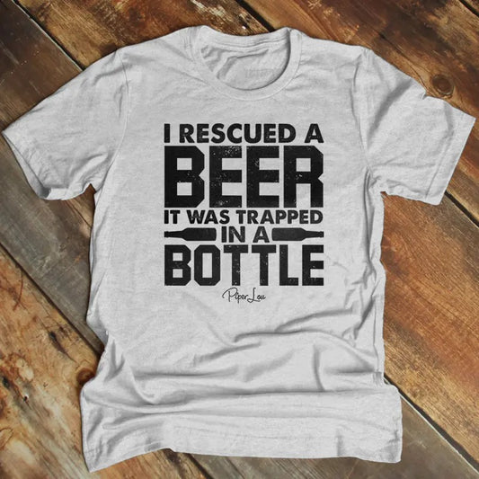 Father's Day | I Rescued A Beer Apparel, Printed In The USA, Tee Blue / Ash / Military Gree / Turf Green / White, #mensapparel #dads #blackprint