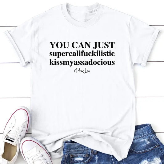 You Can Just Supercali Tee, Proudly Printed In The USA, Tee Gray / White, #sassy #cute #colorprint Collar Comfort