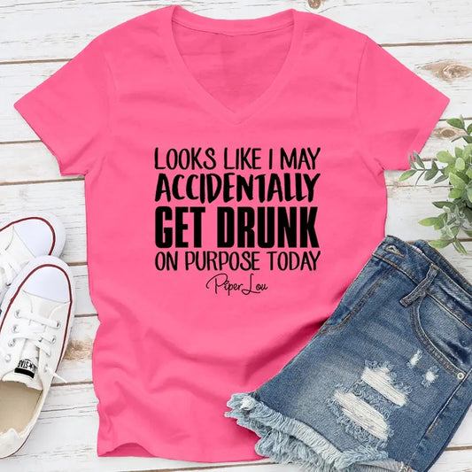 Looks Like I May Accidentally Get Drunk Apparel, Proudly Printed In The USA, Tee Gray / White, #sassy #cute #colorprint