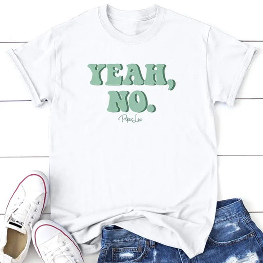 Yeah No Tee, Proudly Printed In The USA, Tee Gray / White, #sassy #cute #colorprint