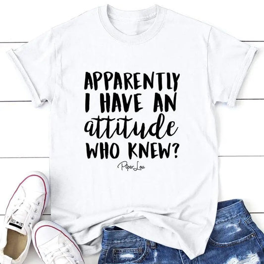 Apparently I Have An Attitude Tee, Proudly Printed In The USA, Tee Gray / White, #sassy #cute #colorprint