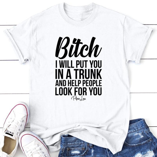 FLASH SALE | I Will Put You In A Trunk Tee, Proudly Printed In The USA, Tee Gray / White, #sassy #cute #colorprint