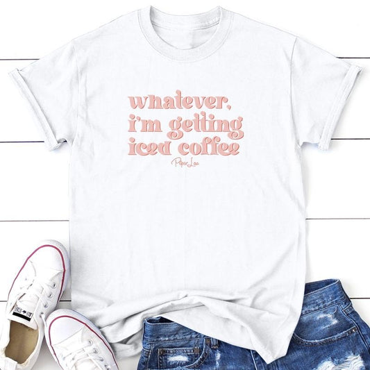 Whatever I'm Getting Iced Coffee Graphic Tee, Proudly Printed In The USA, Tee Gray / White, #sassy #cute #colorprint