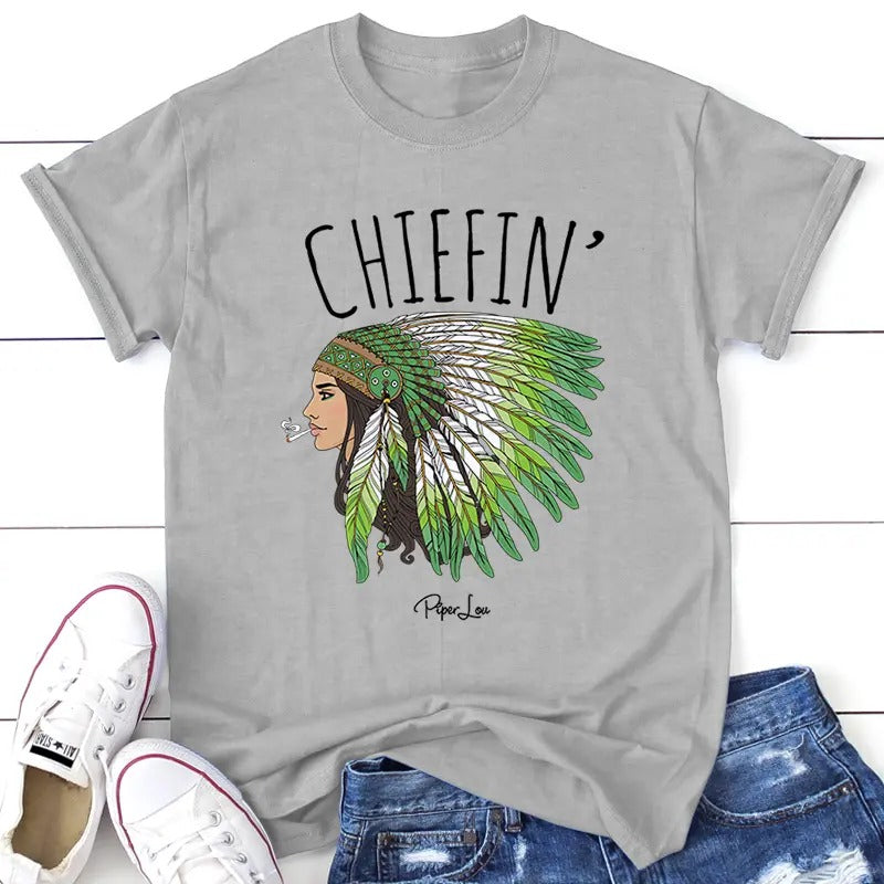 Chiefin' Tee, Proudly Printed In The USA, Tee Gray / White, #sassy #cute #colorprint