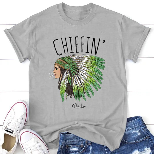 Chiefin' Tee, Proudly Printed In The USA, Tee Gray / White, #sassy #cute #colorprint