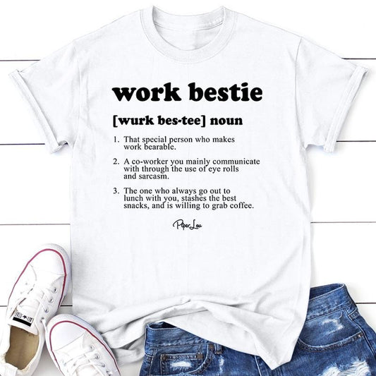 Work Bestie Tee, Proudly Printed In The USA, Tee Gray / White, #sassy #cute #colorprint