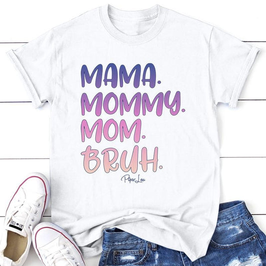 Mama Mommy Mom Bruh Tee, Proudly Printed In The USA, Tee Gray / White, #sassy #cute #colorprintstyle{n002}2