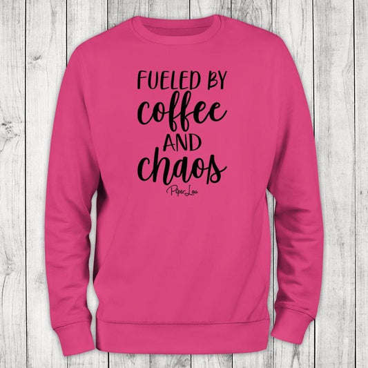 Fueled by Coffee And Chaos Sweatshirt, Proudly Printed In The USA, Sweatshirt Gray / White, #sassy #cute #sarcasm