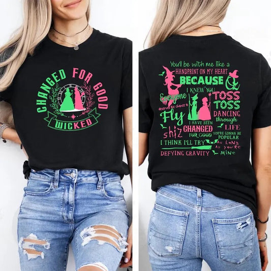 Wicked Change For Good Glitter Shirt, Witches Of Oz Shirt, Defy Gravity Broomstick Magic Wand, Unisex Short Sleeve Tee