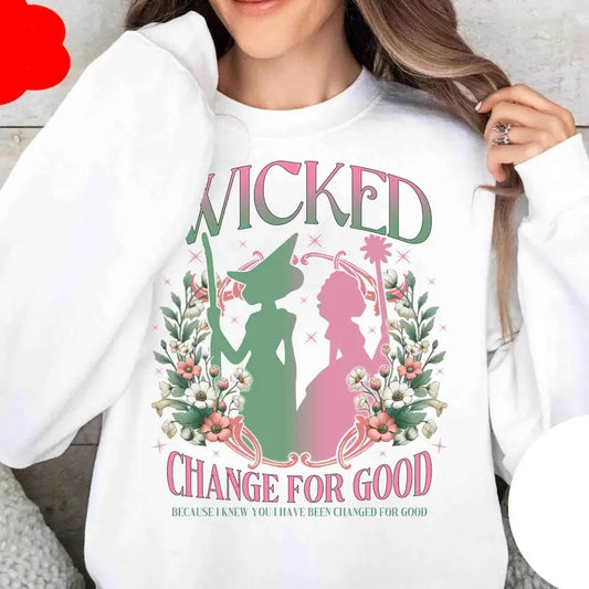 Wicked Change For Good Glitter Sweatshirt Shirt, Defy Gravity Broomstick Magic Wand Shirt, Unisex Short Sleeve Tee