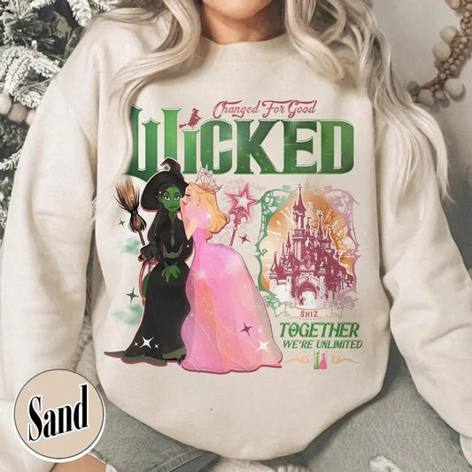 Wicked Change For Good Sweatshirt, Wicked Musical Movie Fan Xmas Gift, Wicked Glitter, Unisex Short Sleeve Tee