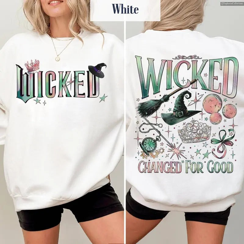 Wicked Changed For Good Movie Sweatshirt, Hoodie, Tee, Wizard of Oz Fan Musical Gift, Witch Pink and Green , Global Trending Outfits