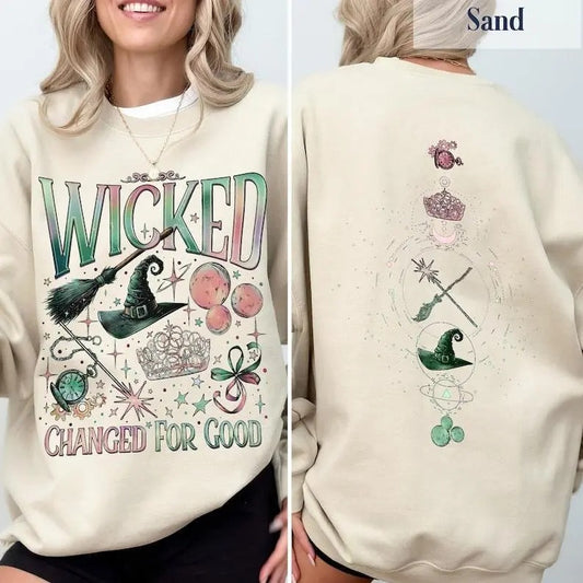 Wicked Movie 2Sided Sweatshirt Hoodie, T-Shirt , Wizard of Oz Fan Gift, Witch Pink and Green Shirt, Pop Culture Graphic Wicked Musical Shirt, A New Musical