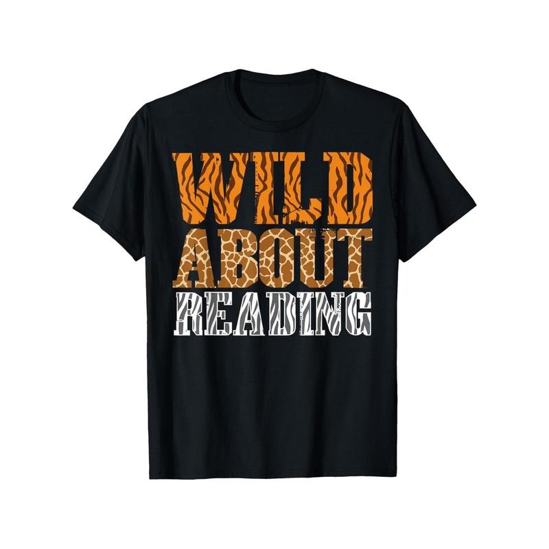Wild About Reading" 100% Cotton T-Shirt - Perfect Gift for Book Lovers, Men & Women | Casual Fit, Machine Washable | Black Made in USA