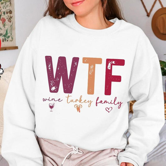 Wine Turkey Family Unisex Sweatshirt, Thanksgiving Gift Sweatshirt