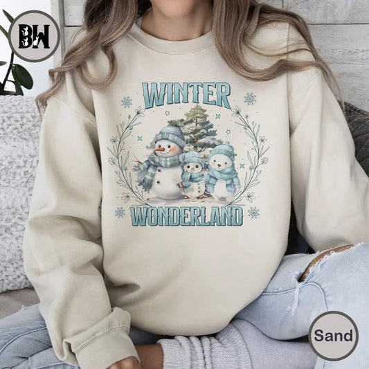 Winter Wonderland Sweatshirt, Snowman Retro Holiday Vibes Shirt, Merry Christmas Tree Cozy Shirt, Season Girly Winter, Christmas Shirt