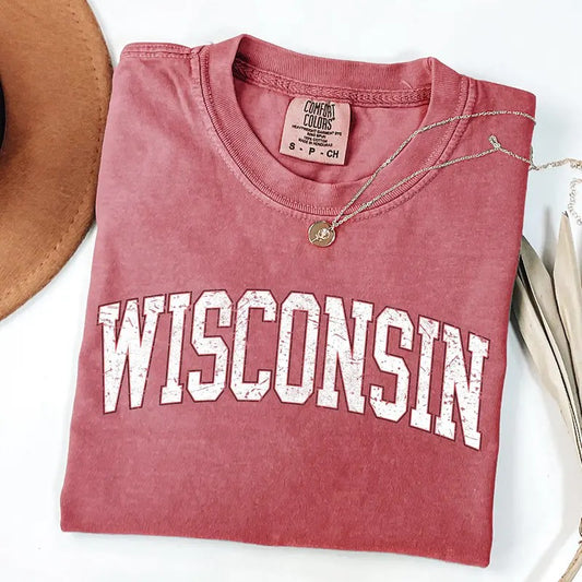 Wisconsin, Football, Sports, Game Day, Big Game, Touchdown, Tailgate Party, University, College, State Tshirt, Women's Comfort Colors Tshirt, Graphic Tee